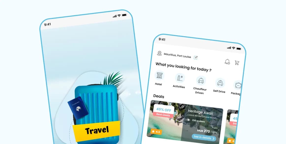 Travel App UI screenshot