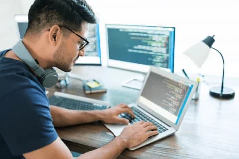 Developer working on a laptop
