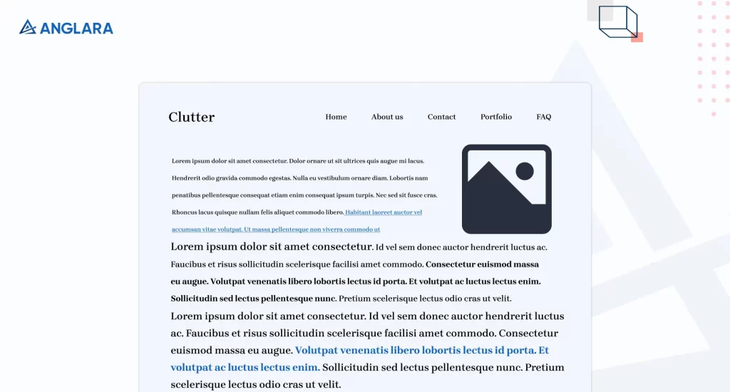 Clutter text structure