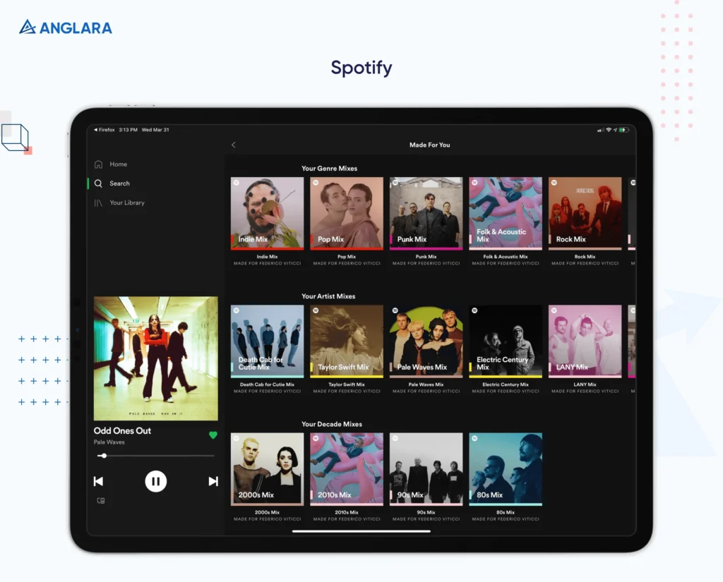 Spotify creates personalized year-end playlists based on user listening behaviors.